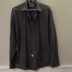 Burberry Men's XXL Black/Gray Checkered Button Down